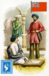 Postman delivering a letter in British India, late 19th century