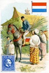 Postman delivering a letter in the Dutch East Indies, late 19th century