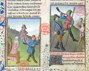 Preparing Nets for Hunting, from the Livre de la Chasse by Gaston Phebus de Foix (1331-91)