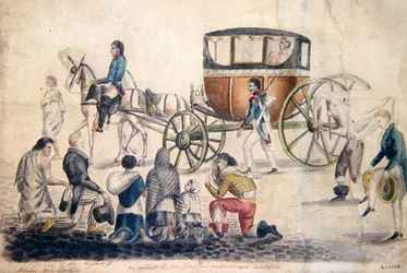 Priest taking Holy Communion to the sick and dying, c.1850