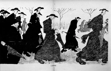 Priests in columns running away (separation of Church and State) - in “The Witness” of 29/12/1906