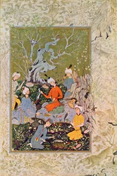 Prince Hunting with Falcons, Illustration for The Arabian Nights, 1895 (Colour Engraving)