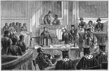 Trial of Marie Fortunee Capelle (1816-1852), known as Marie Lafarge, a French criminal convicted for the murder of her husband in 1840 - Engraving in 