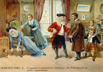 Promotional card advertising Le Bon Petit Diable by Comtesse de Segur, late nineteenth century