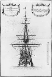 Prow of a vessel at anchor, illustration from the Atlas de Colbert, plate 49