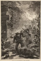Pursuit of the Insurgents in the Catacombs, May 1871, illustration from Cassells History of the War between France and Germany, 1870-1871