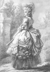 Queen Marie-Antoinette walking in a garden, 1780