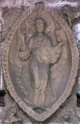 Relief depicting Christ in a mandorla, from the north door