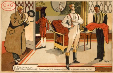 Reporter interviewing a gentleman getting dressed