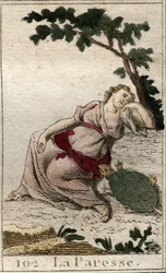 Representation of Laziness as a Young Man with a Turtle. From 