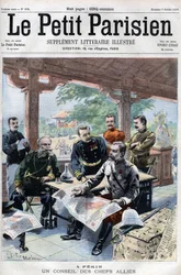 Revolt des Boxers: Un conseil des chefs allied (French, Russian, American, English, Japanese) (ALLIED COUNCIL OF WAR) - in Le Petit Parisien