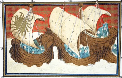 Richard II and His Fleet Landing at Milford Haven, Facsimile Copy from Le Prinse et Mort du Roy Richart by Jean Creton, Reprinted 19th Century