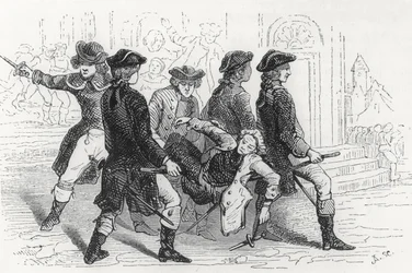 Riot in Rennes, wounded Gentleman, illustration from Bretagne et Vendee, Histoire de la Revolution dans l
