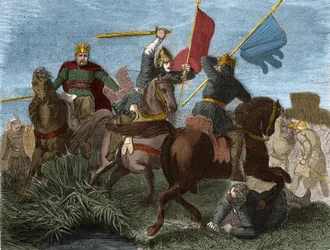 Robert I of France (865-923), Crowned King of the Franks in 922, Killed by Soldier of Charles III: Engraving in 