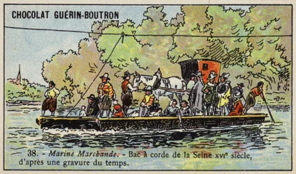 Rope ferry across the River Seine, France