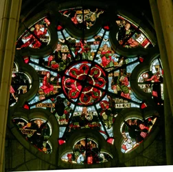 Rose window depicting the vices and virtues