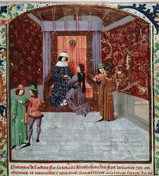 Edward IV receiving the book from the author, from Anciennes Chroniques d