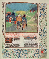 Alexander the Great addressing his men in the hope of persuading them to continue into India, from Quinte Curse Ruffe des Fais du Grant Alexandre, c.1468