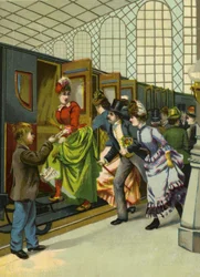 Rushing to get on a train