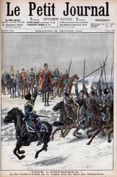 Russo-Japanese War 1904-1905 - Cossacks acclaiming Tsar Nicholas II before departing for the Far East to fight the Japanese in Le Petit Journal, 28 February 1904