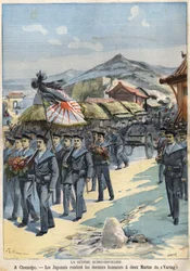 Russo-Japanese War in Chemulpo, the Japanese Give the Last Honours to Two Sailors of the Virag. Le Petit Parisien of April 3