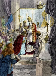 Sacred (Coronation) of Charlemagne in 800 by Pope Leo III