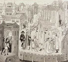 Saint Gaugericus, Bishop of Cambrai, Arriving at the City for His Appointment, from 