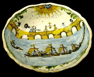 Salad Bowl Depicting a Bridge over the Loire