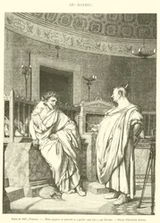 Salon of 1861, Painting, Two Augurs Cannot Look at Each Other Without Laughing (engraving)