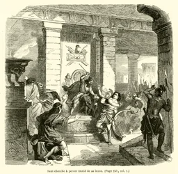 Saul Tries to Pierce David with His Spear