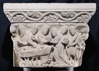 Scenes from the Death of St. John the Baptist, relief from a capital
