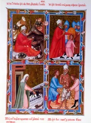 Scenes from the life of Saint Blaise, facsimile of a 15th century manuscript of the Legendaire des Anjou-Hongrie, school of Bologna