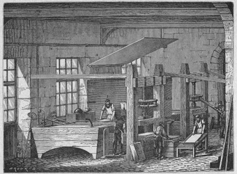 Science. Paper Making. Handmade paper. Engraving in: Grands hommes et grands faits de l