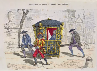 Sedan Chair in the Sixteenth Century, from Costumes de Paris a Travers les Siecles, published 1887