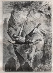 An Adventure of Alexander Selkirk, a Scottish Sailor Abandoned on the Island of Juan-Fernandez in the Pacific Ocean for Four Years - illustration from 