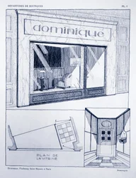 Shop Front, Plate 2, illustration from Devantures de Boutiques by Louis-Pierre Sezille, Paris