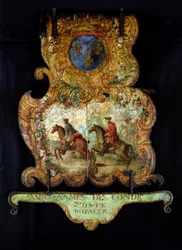 Sign for the Royal Mail of Chantilly with the Conde coat of arms