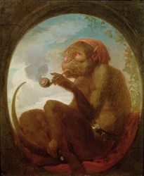 Sign with a monkey smoking a pipe