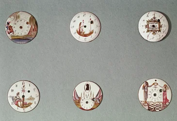 Six pocket watches decorated with Revolutionary symbols