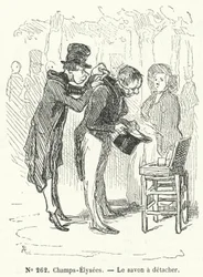 Soap Vendor on the Champs Elysees, Paris (engraving)