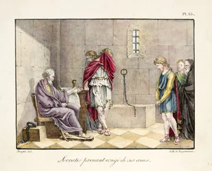 Socrates taking leave of his friends, published by Engelmann, c.1835