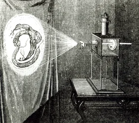 Solar Microscope, from Les Grandes Inventions Anciennes et Modernes by Louis Figuier, Paris, 1861