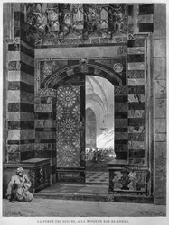 Soups gate, mosque Al Azhar, Cairo, from LEgypte, by Georg Moritz Ebers, 1881