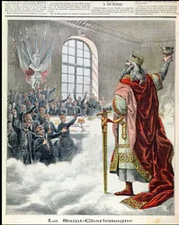 St. Charlemagne, patron saint of school children, from Le Petit Journal Illustre, 1892