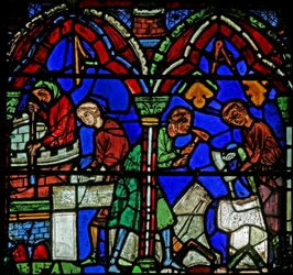 St Cheron window: donors - masons