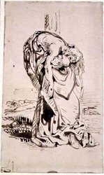 St Francis supporting the crucified Christ