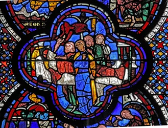 St John Window: The Death of Stacatus: A Demon Takes His Soul