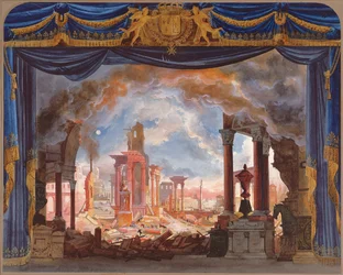 Stage Design for Act III of Le Siege de Corinthe by Rossini