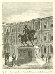 Equestrian statue of Francis I in the courtyard of the Louvre, in 1855