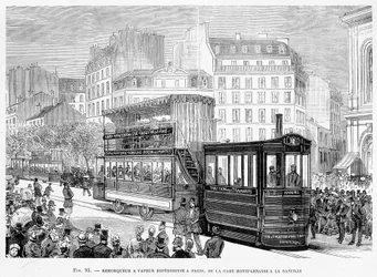 Steam tug for experienced tramway cars in Paris, from Montparnasse station to Bastille - in 
